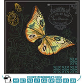 Elegant Butterfly Embroidery Design - Les Parfums de Grasse, France - 2 Sizes - FineryEmbroidery
